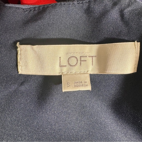 LOFT Red Flounce Fleur Floral Drop Waist Long Sleeve Shift Dress Size Small - Picture 9 of 11